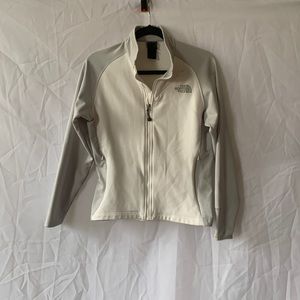 The north face jacket cream and light grey zip up skiing snowboarding